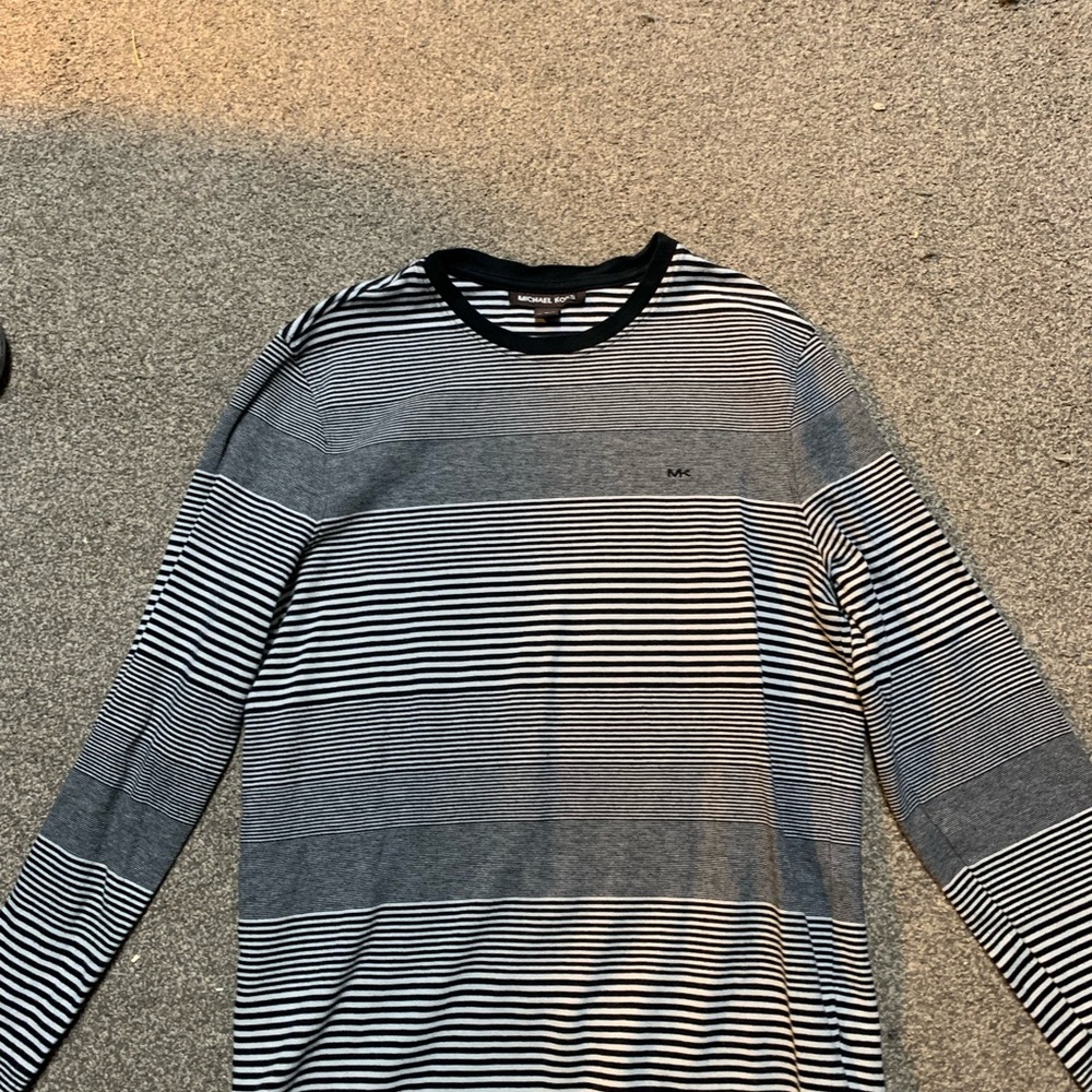 Michael Kors Black and White Striped Shirt